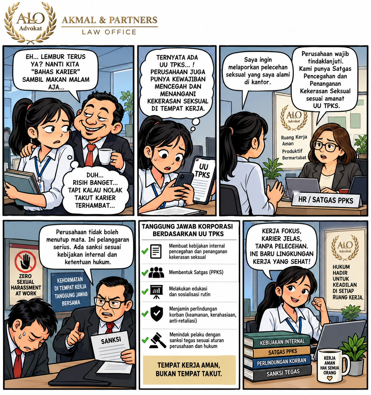 Karikatur ilustrasi UU TPKS di lingkungan kantor